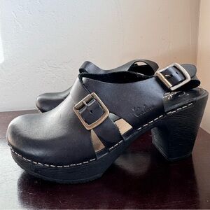 Calou Stockholm Astrid Black Leather Clogs Size 38